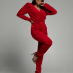 Kombinezon welurowy  Chic at Home czerwony