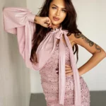 Sukienka z falbanką balideo różowa