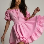 Sukienka cekinowa z kokardą Cople różowa