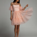 Sukienka krótka brzoskwiniowa