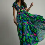 Komplet bluzka + spódnica NB DuoFluo II niebiesko-zielony