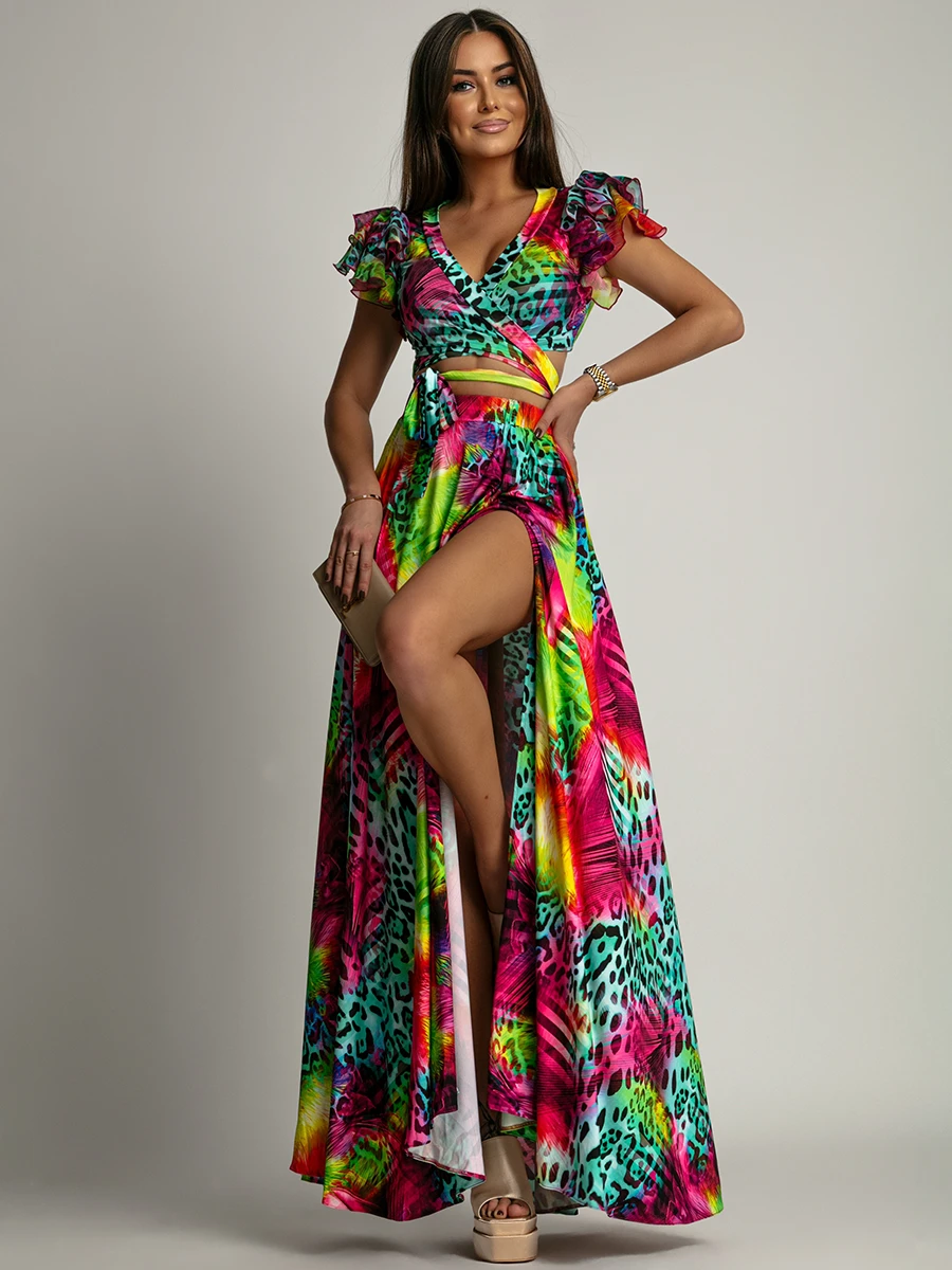 Komplet bluzka + spódnica NB VACAY kolorowy (1) Komplet bluzka + spódnica NB VACAY kolorowy