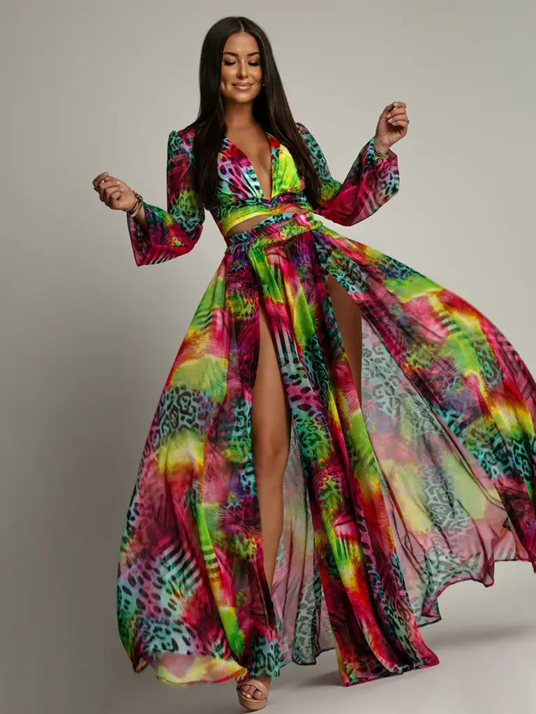 Komplet body + spódnica NB Vacay kolorowy