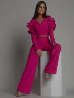 Komplet dzianinowy NB Pinkis różowy