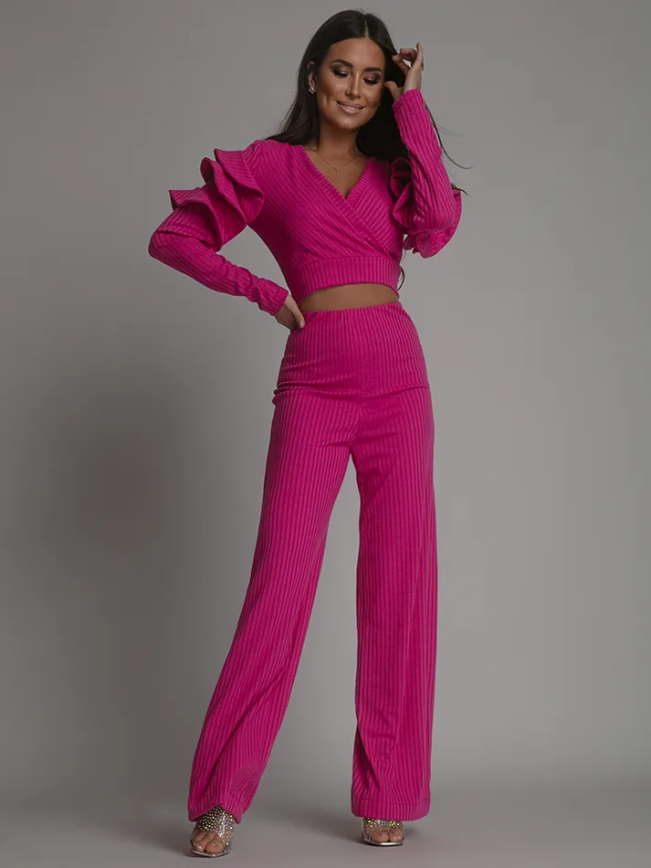 Komplet dzianinowy NB Pinkis różowy