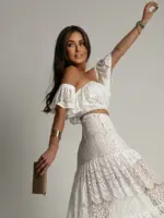 Komplet koronkowy spódnica + bluzka NB Desperado biały