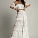 Komplet koronkowy spódnica + bluzka NB Desperado biały