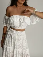 Komplet koronkowy spódnica + bluzka NB Desperado biały