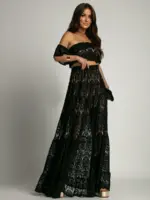 Komplet koronkowy spódnica + bluzka NB Desperado czarny