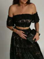 Komplet koronkowy spódnica + bluzka NB Desperado czarny