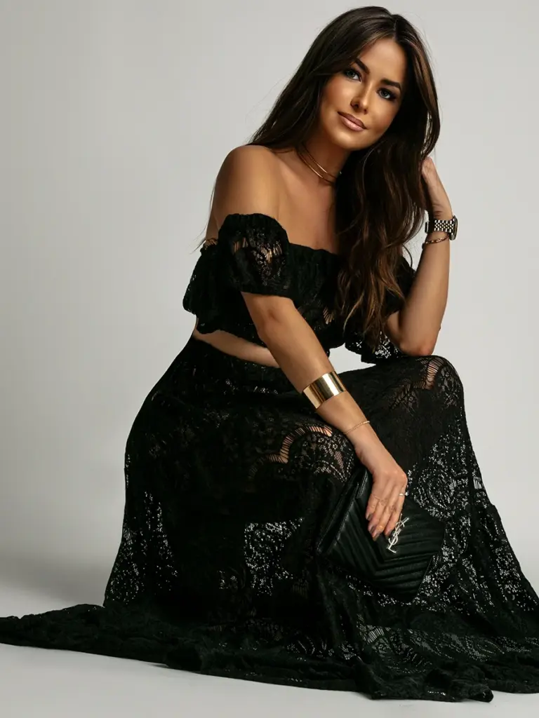 Komplet koronkowy spódnica + bluzka NB Desperado czarny