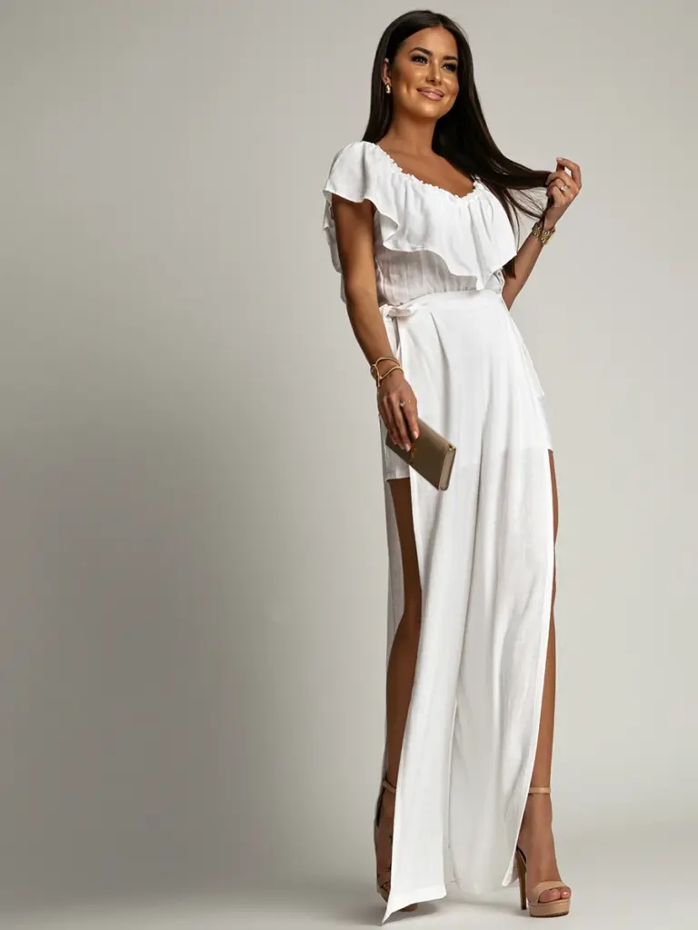 Komplet len kombinezon + spodnie NB Zakhyr biały