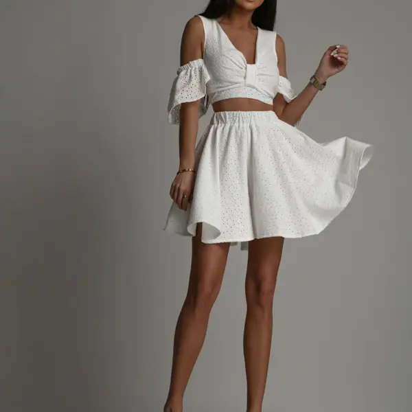 Komplet top+ spodenki NB Balideo biały