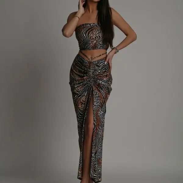 Komplet top + spódnica NB Zerra w panterkę