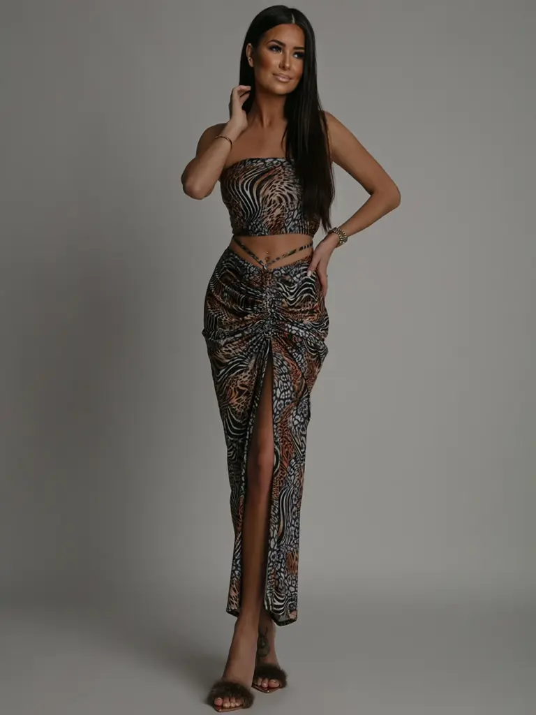 Komplet top + spódnica NB Zerra w panterkę