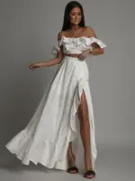Komplet top + spódnica maxi Balideo II biały
