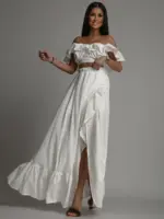 Komplet top + spódnica maxi Balideo II biały