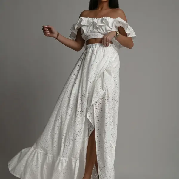 Komplet top + spódnica maxi Balideo II biały