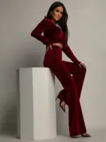 Komplet welurowy NB Jess bordowy