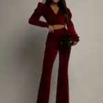 Komplet welurowy NB Jess bordowy