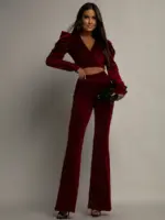 Komplet welurowy NB Jess bordowy