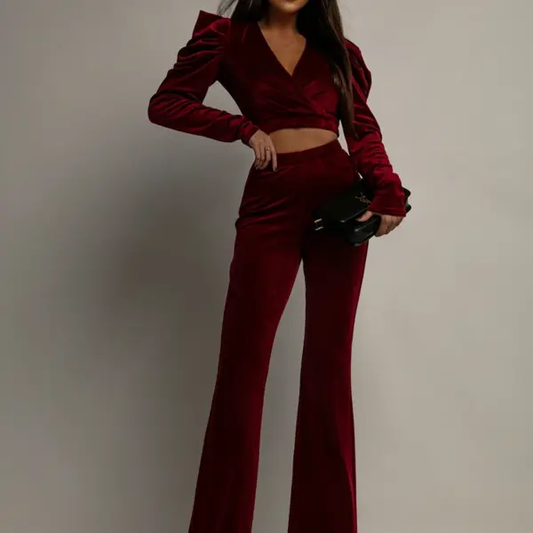 Komplet welurowy NB Jess bordowy