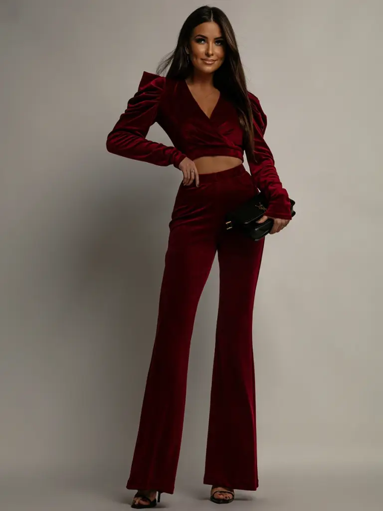 Komplet welurowy NB Jess bordowy