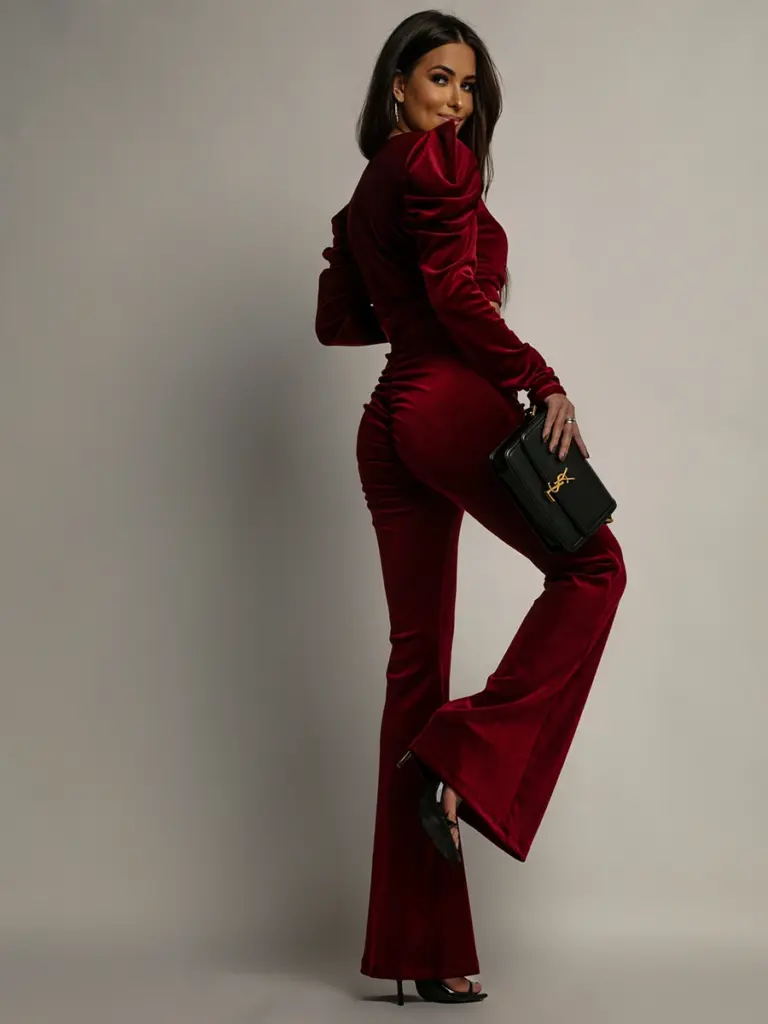 Komplet welurowy NB Jess bordowy