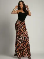 Spódnica maxi lycra NB Zezue tygrys brąz