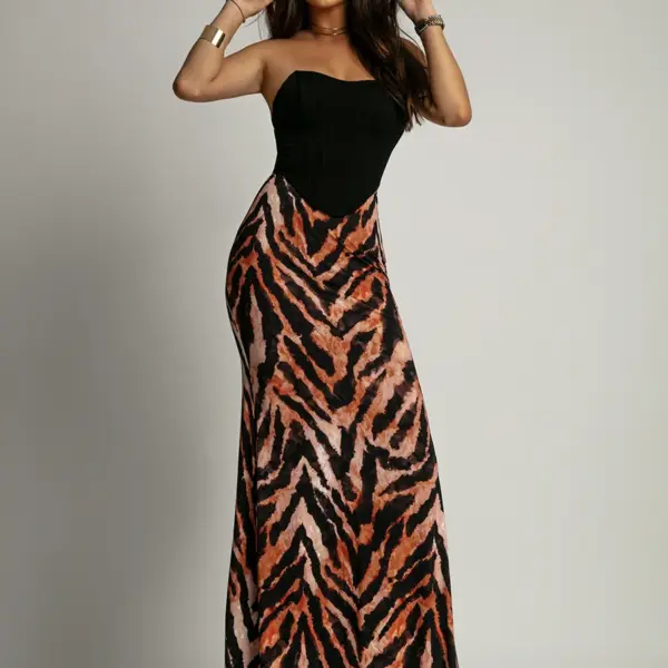 Spódnica maxi lycra NB Zezue tygrys brąz