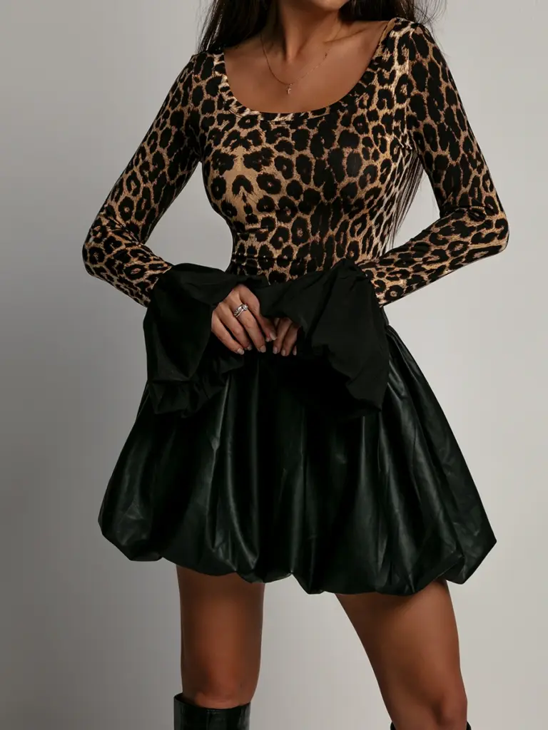 Spódniczka bombka skórzana Tuppo czarna