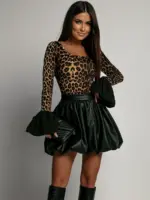 Spódniczka bombka skórzana Tuppo czarna