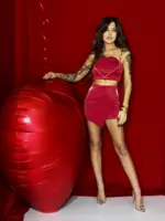 Spódniczko-spodenki lateksowe NB Boms czerwone - obrazek 4