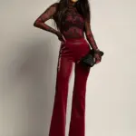 Spodnie dzwony winylowe NB Explosion bordowe