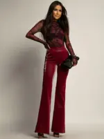 Spodnie dzwony winylowe NB Explosion bordowe