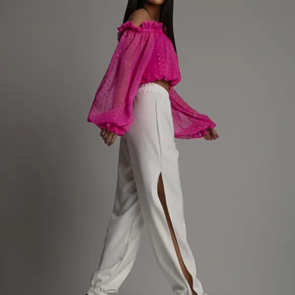 Spodnie z rozcięciem NB Rozet ecru