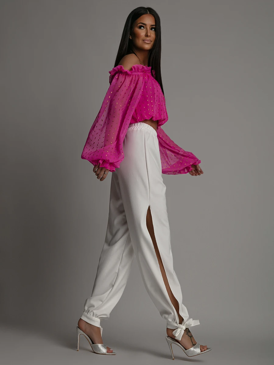 Spodnie z rozcięciem NB Rozet ecru (1) Spodnie z rozcięciem NB Rozet ecru