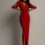 Sukienka brokatowa NB Ilusse czerwona