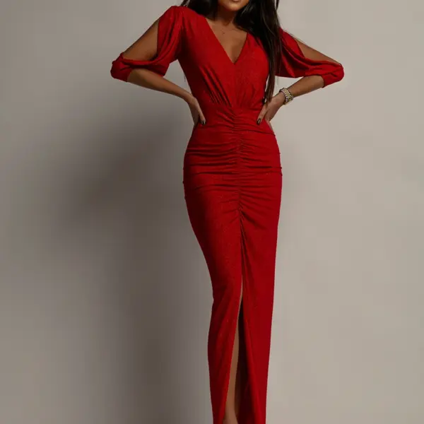 Sukienka brokatowa NB Ilusse czerwona