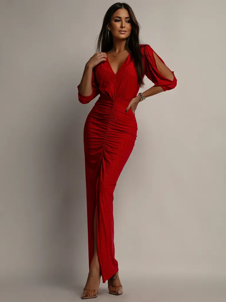 Sukienka brokatowa NB Ilusse czerwona