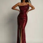 Sukienka cekinowa NB Lapoto bordowa