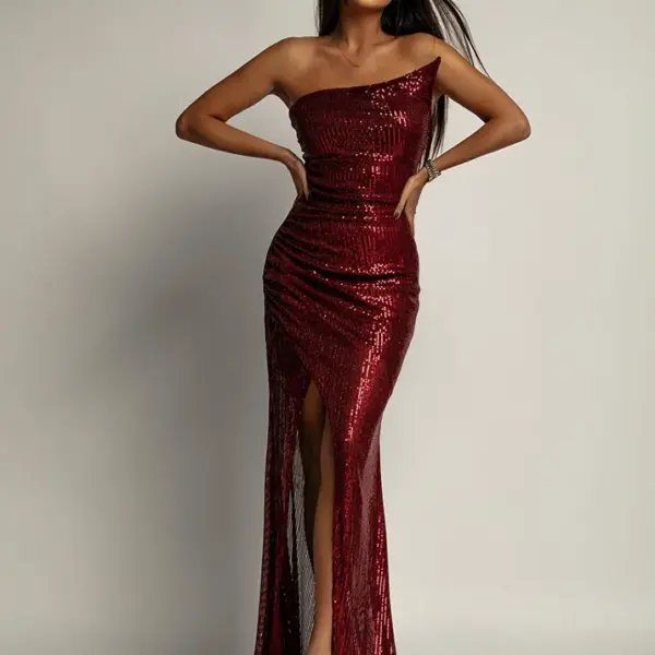 Sukienka cekinowa NB Lapoto bordowa