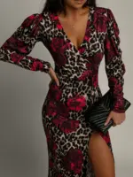 Sukienka elastyczna NB Perfa panterka róże