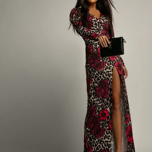 Sukienka elastyczna NB Perfa panterka róże