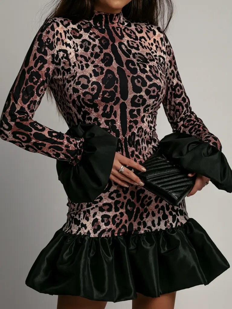 Sukienka elastyczna bombka NB Cops panterka