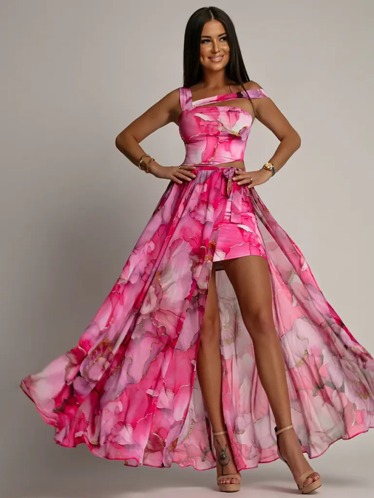 Sukienka maxi 2 w 1 NB Magnos różowa