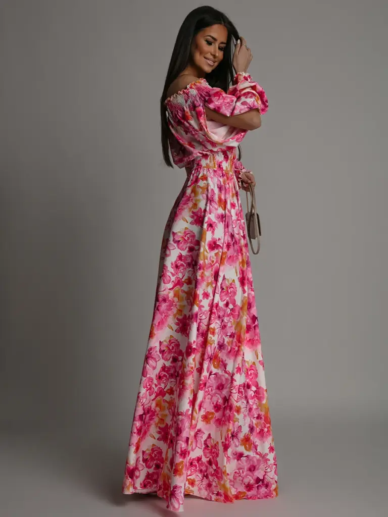 Sukienka maxi NB Babi różowo-pomarańczowa