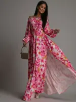 Sukienka maxi NB Babi różowo-pomarańczowa