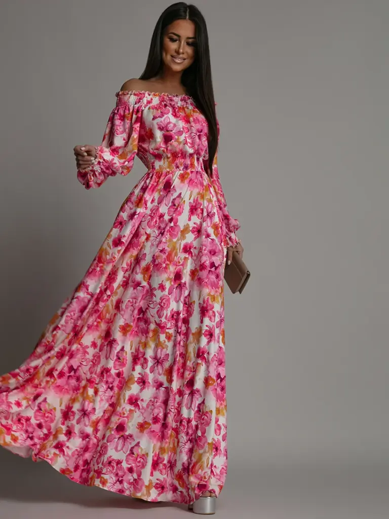 Sukienka maxi NB Babi różowo-pomarańczowa