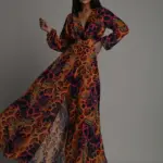 Sukienka maxi NB Mango II pomarańczowo-fioletowa